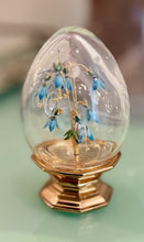 Load image into Gallery viewer, Fleur des Siecles Glass Egg with Aqua Enamel Flowers - Vintage Jane Hutcheson for Gorham

