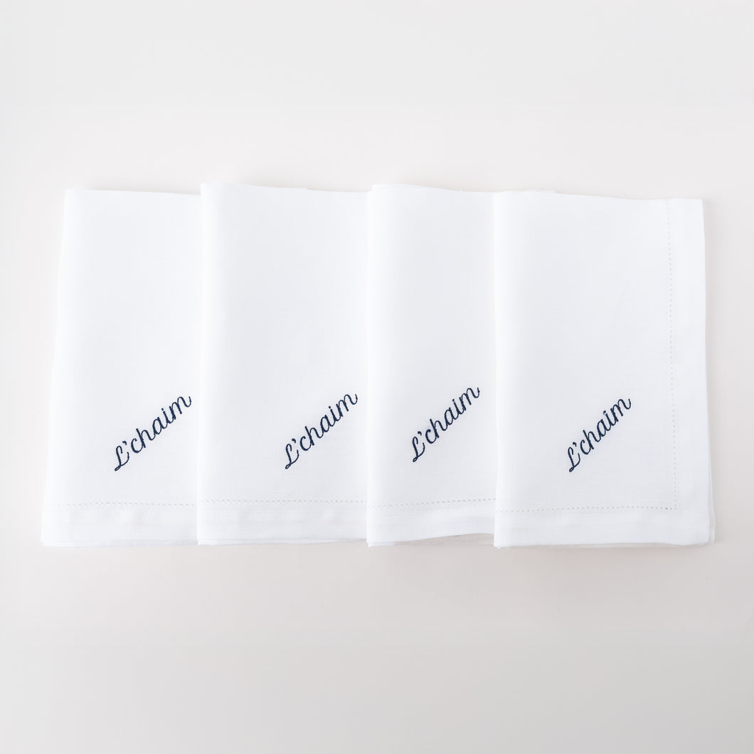 L'Chaim Linen Dinner Napkins – Set of 12 | No Reservation