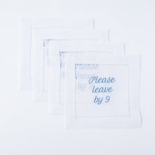 Load image into Gallery viewer, Please Leave by 9 Linen Cocktail Napkins – Set of 4 | No Reservation
