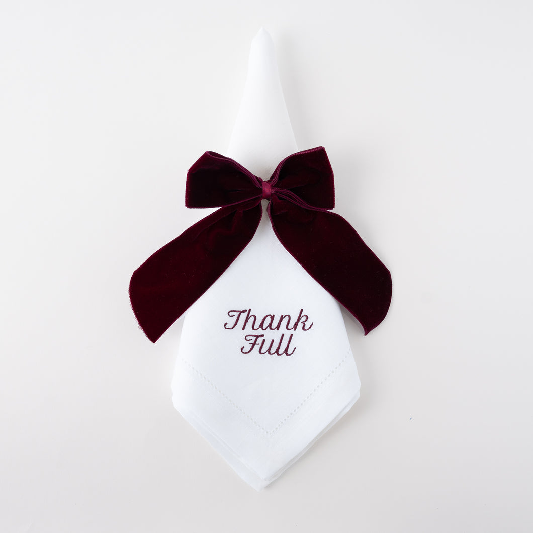 Thank Full Linen Dinner Napkins – Set of 12 | No Reservation