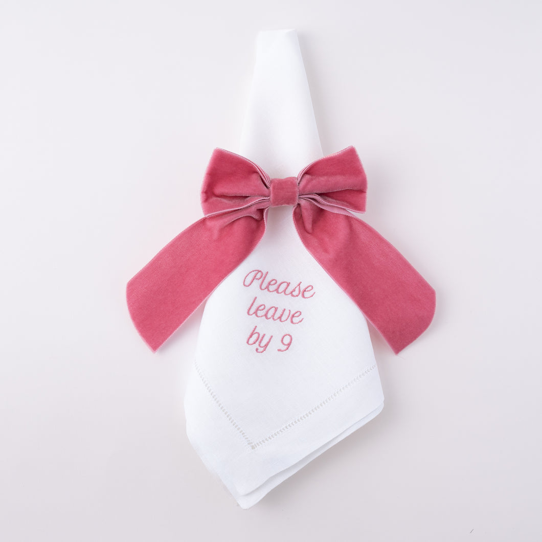 Please Leave by 9 Linen Dinner Napkins – Set of 12 | No Reservation