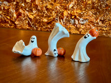 Load image into Gallery viewer, Fitz and Floyd Halloween Happy Ghost Figurines Set of 3- Vintage by KSW
