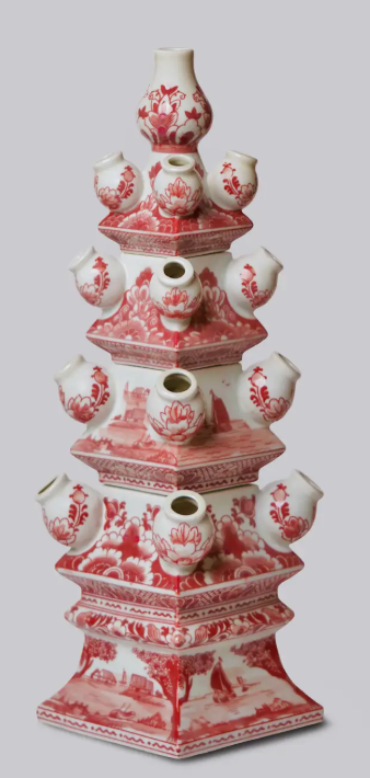 Red and White Porcelain Tulipiere