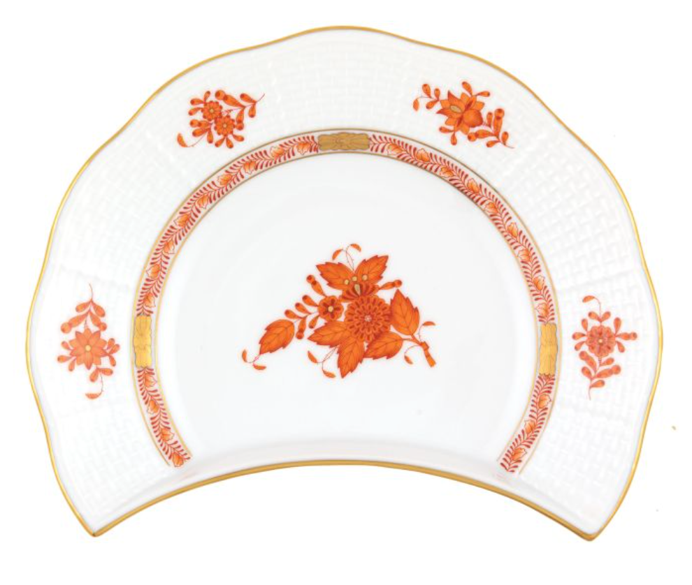 Chinese Bouquet Rust Crescent Salad Plate