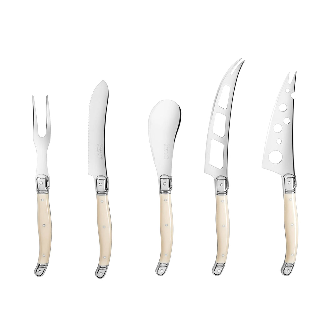 Laguiole 5-Piece Artisan Ivory-Colored Cheese Knife Set
