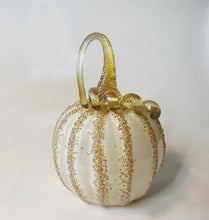 Load image into Gallery viewer, Kim Savoie Glass - Spotted Blown Glass Pumpkin: Gold / Gold/Amber
