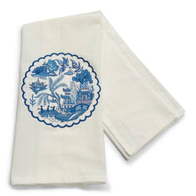 Load image into Gallery viewer, Vibrantly Blue - Towel - Willow Pagoda Plate on White
