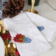 Load image into Gallery viewer, Poinsettia Embroidered Dinner Napkin - set of 4
