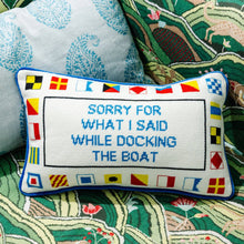 Load image into Gallery viewer, Furbish Studio - Docking The Boat Needlepoint Pillow
