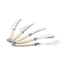 Load image into Gallery viewer, Laguiole 5-Piece Artisan Ivory-Colored Cheese Knife Set
