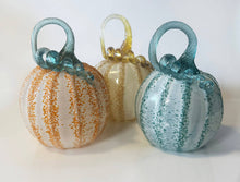 Load image into Gallery viewer, Kim Savoie Glass - Spotted Blown Glass Pumpkin: Gold / Gold/Amber
