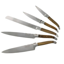 Load image into Gallery viewer, Laguiole Olivewood 5pc Knife Set &amp; Magnetic Display
