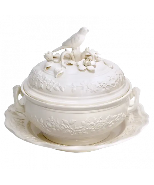 Mottahedeh China Creamware Large Bird Tureen and Stand