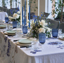 Load image into Gallery viewer, Blue Flower Garden Linen Tablecloth - Rectangular
