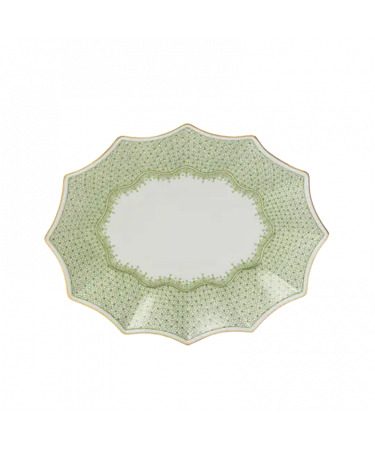 Mottahedeh China Apple Green Lace Fluted Tray