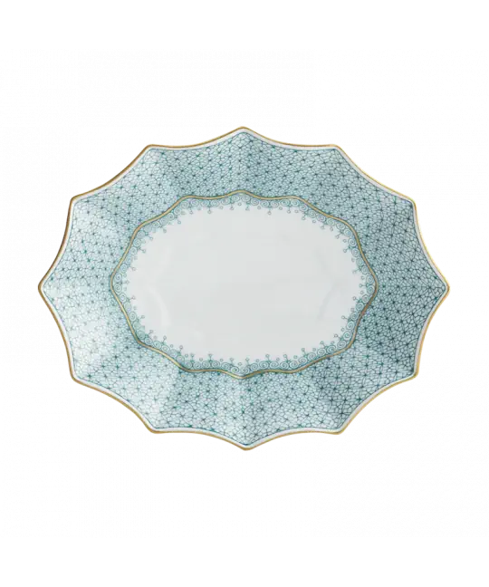Mottahedeh China Green Lace Fluted Tray