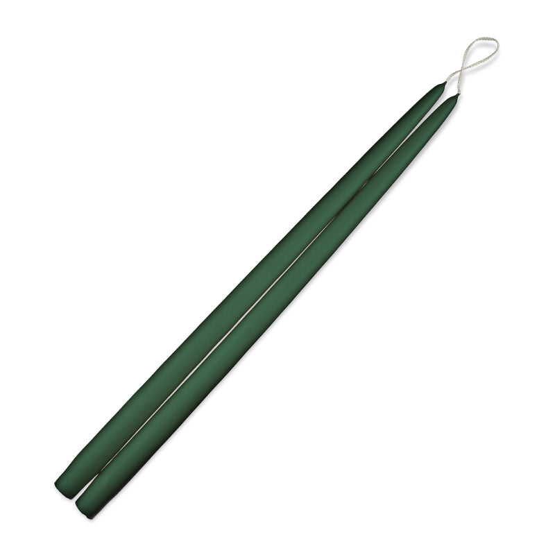 Hunter Green Dripless Taper Candles - Set of 12