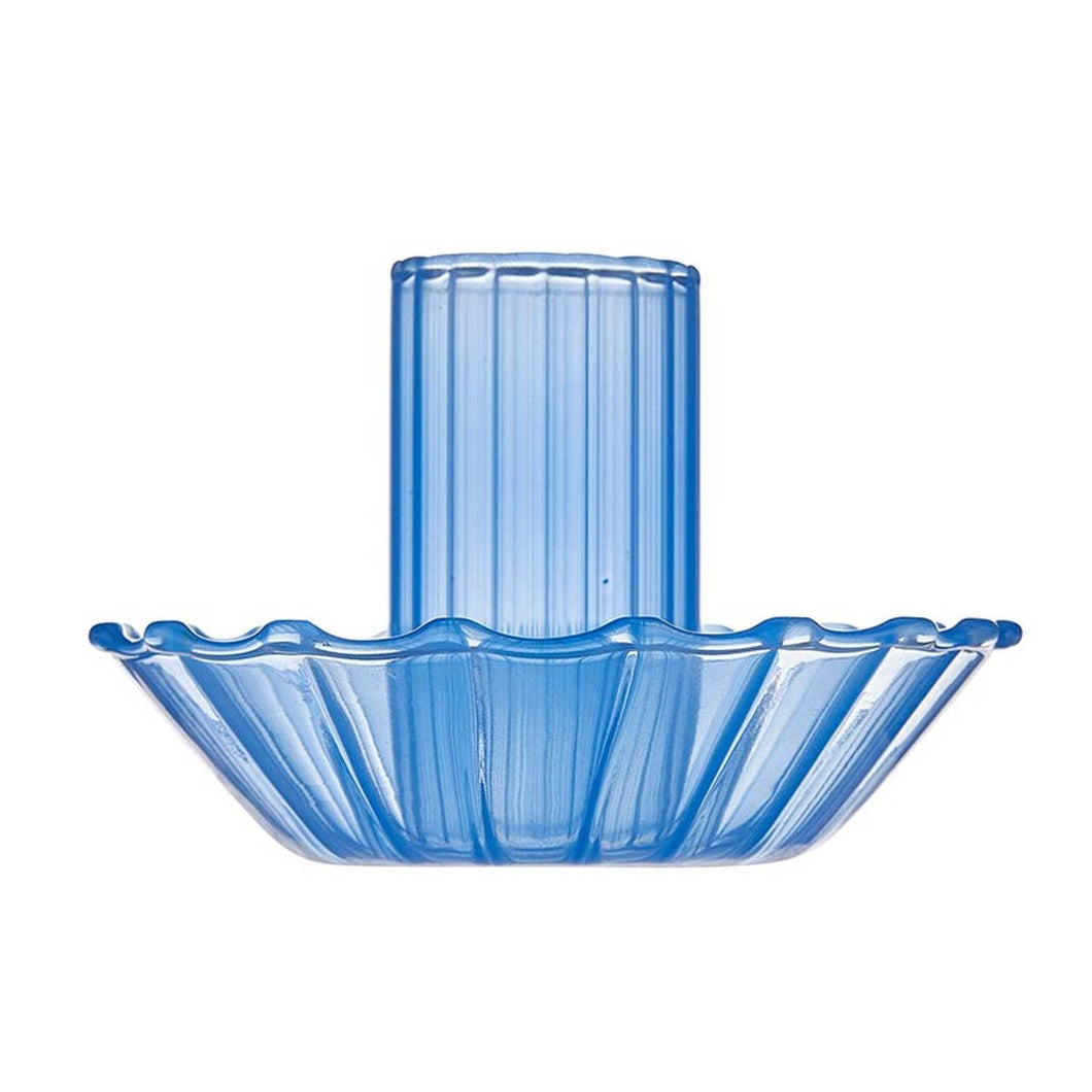 Blue Glass Candle Holder