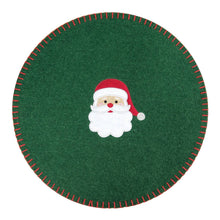 Load image into Gallery viewer, Christmas Santa Green Felt Round Placemat - Set of 6
