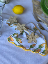 Load image into Gallery viewer, Vintage D. Porthault Yellow Rose Bud Scallop Napkins - Set of 8
