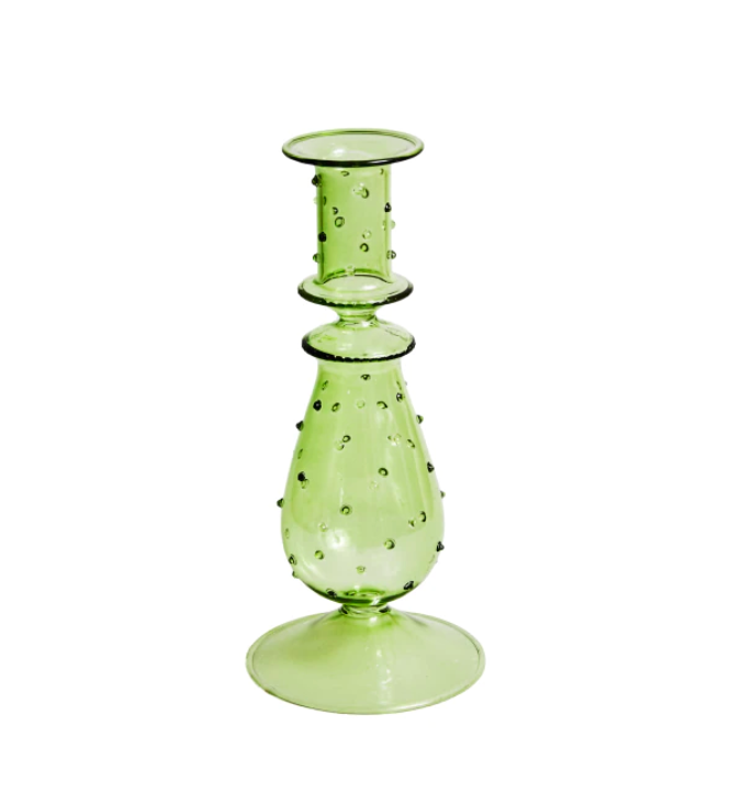 Green Glass Candle Holder