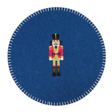 Load image into Gallery viewer, Christmas Nutcracker Blue Felt Round Placemat - Set of 6

