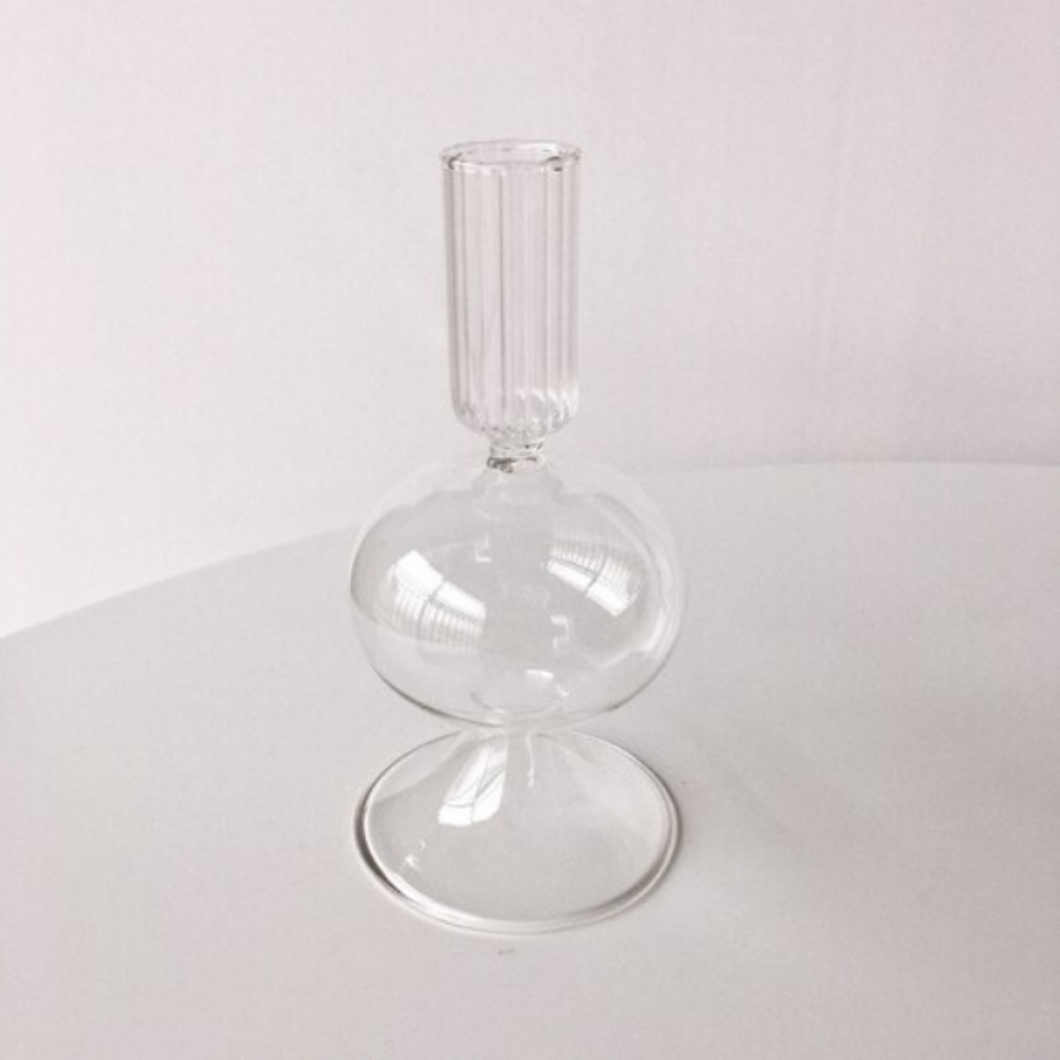 Clear Glass Candlesticks / Vase