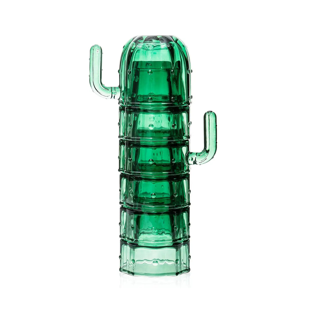 Cactus Stackable Green Glasses Set of 6