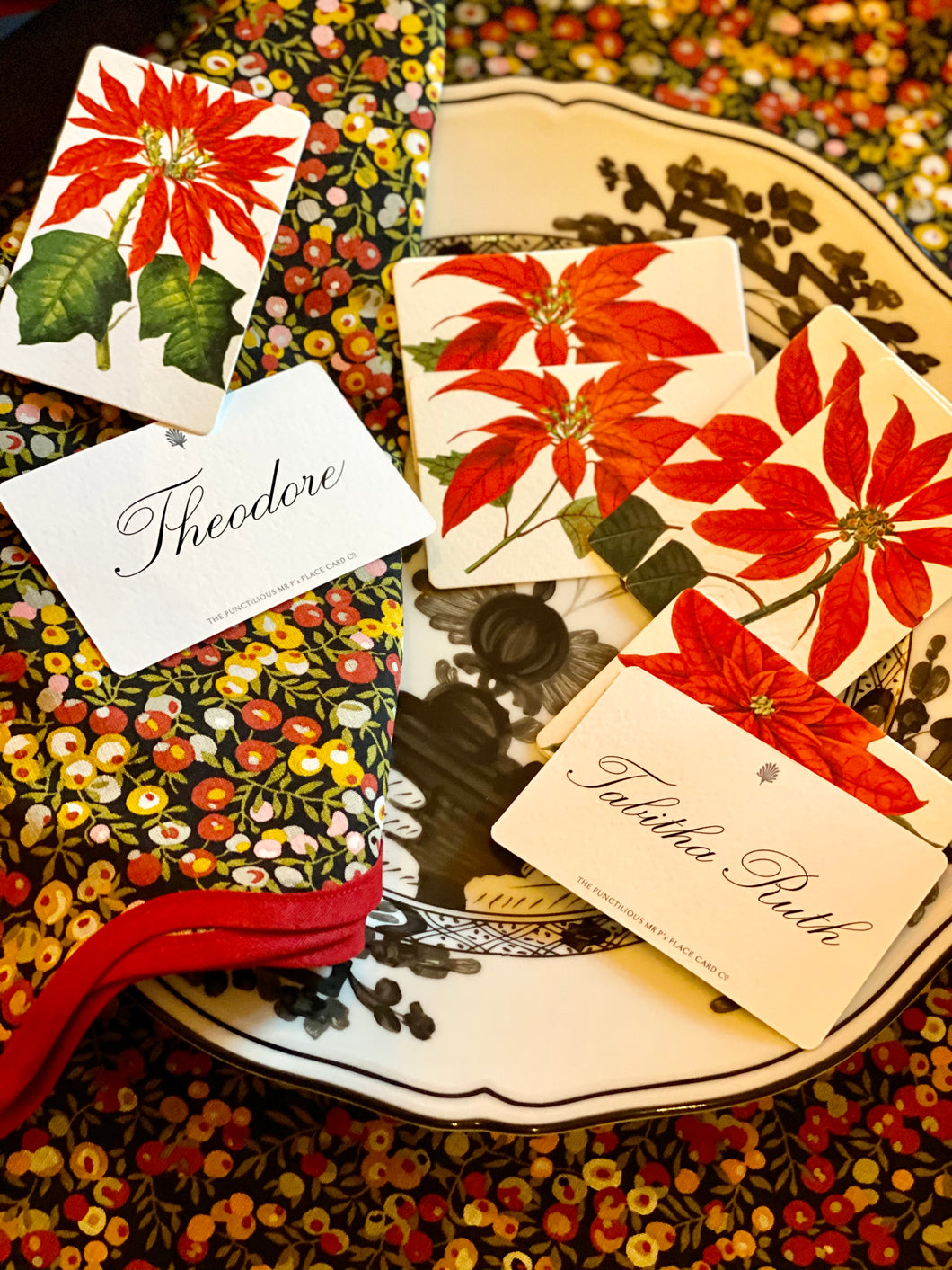 Poinsettia Place Card set of 16 by The Punctilious Mr.P