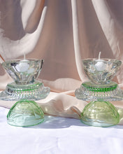 Load image into Gallery viewer, Set of Two Reversible Uranium Green Candlesticks By Opaline Atelier

