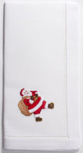 Load image into Gallery viewer, Santa Hand Embroidered Classic Hemstitch Dinner Napkin

