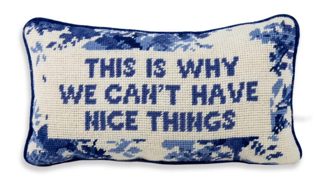 Nice Things Needlepoint Pillow by Furbish Studio