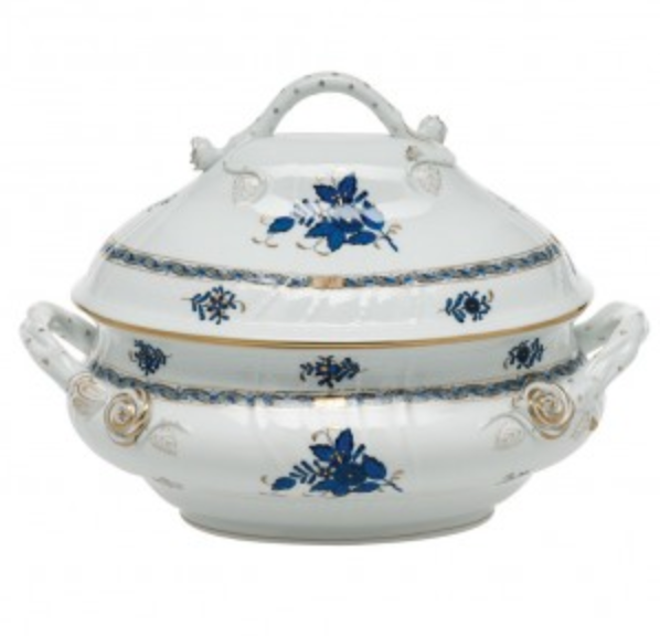 Black Sapphire Chinese Bouquet Tureen by Herend