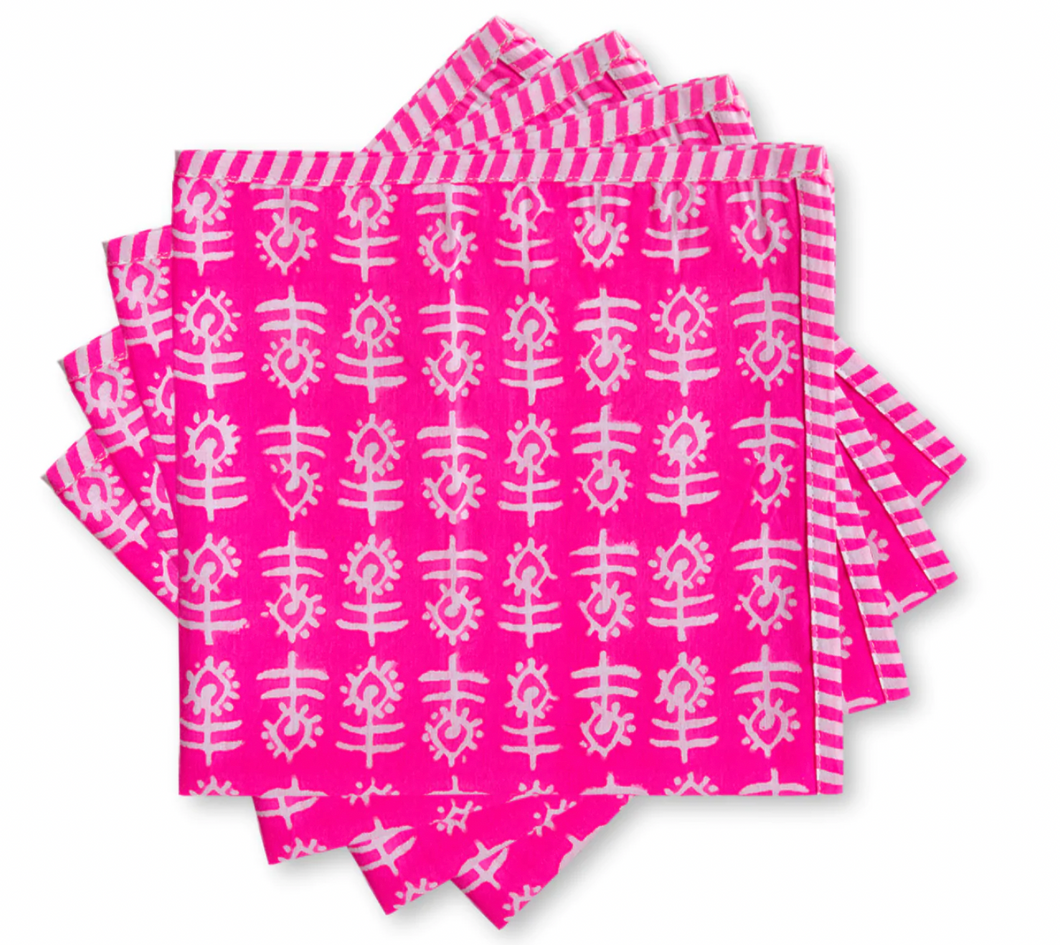 Pink Flower Dinner Napkin by Furbish Studio - Set of 4