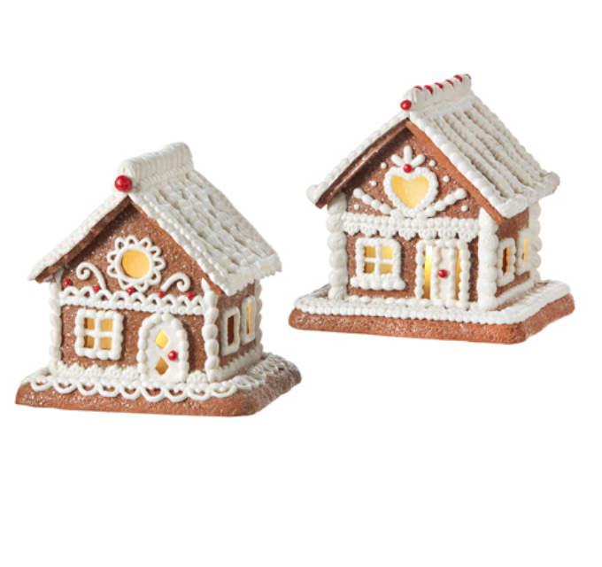 White Icing Lighted Gingerbread House