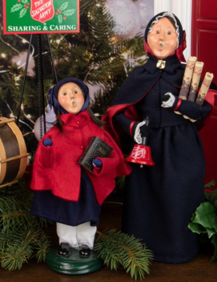 BYERS CHOICE SALVATION ARMY LOT OF popular (6) CAROLERS DRUM, KETTLE, DRUMMER BELL RING