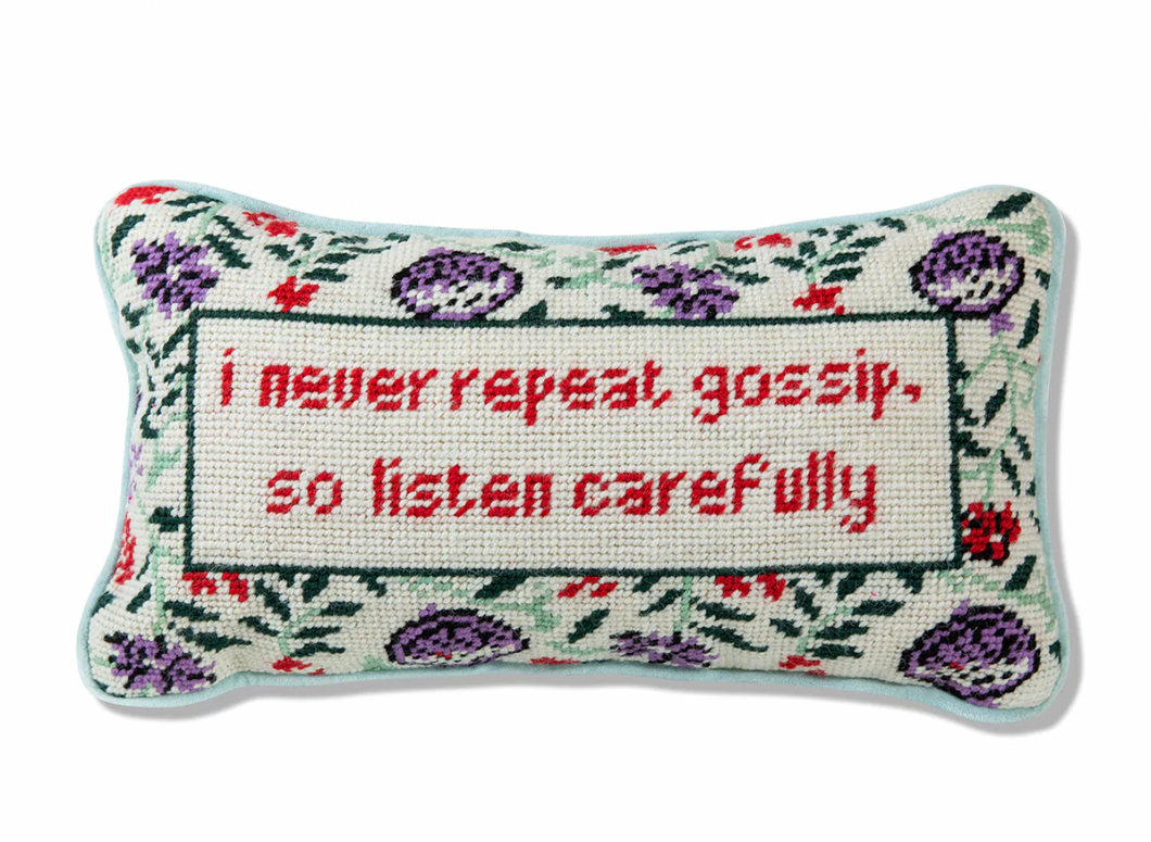 Gossip Needlepoint PIllow by Furbish Studio