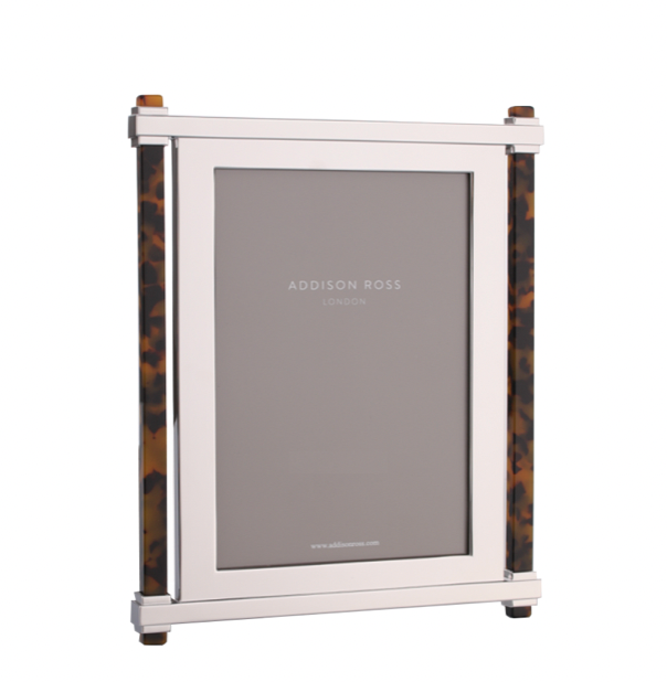 Faux Tortoise Shell & Silver Pillar Photo Frame by Addison Ross