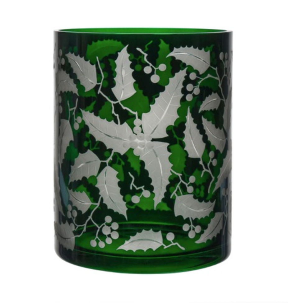 Holiday Collection Holly Round Cylinder Vase by Artel
