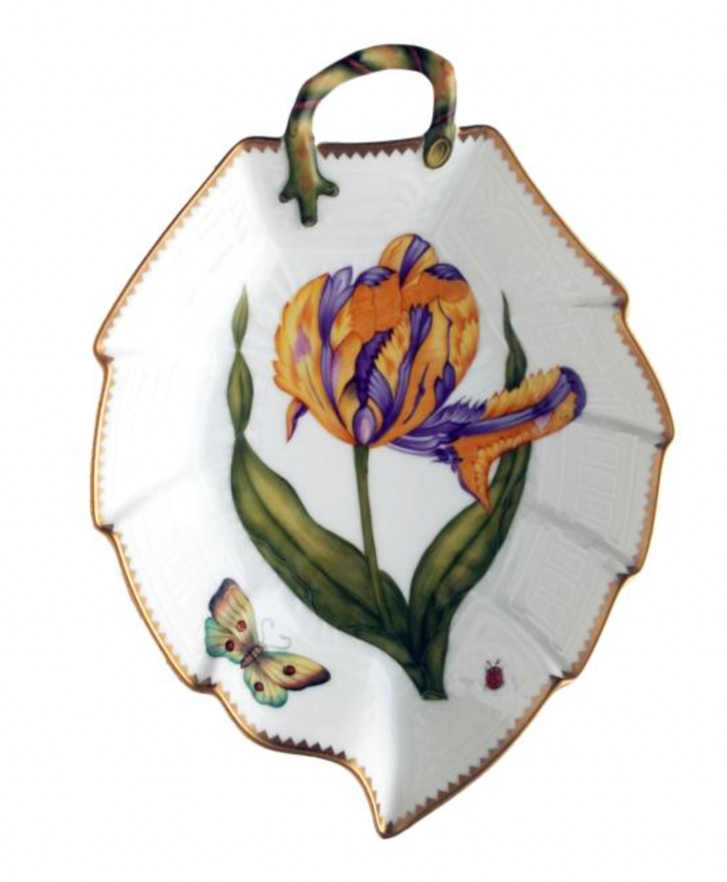 Old Master Tulips Purple & Yellow Tulip Leaf Dish by Anna Weatherley