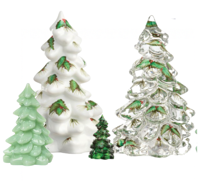 Milk Glass Christmas Tree with Holly