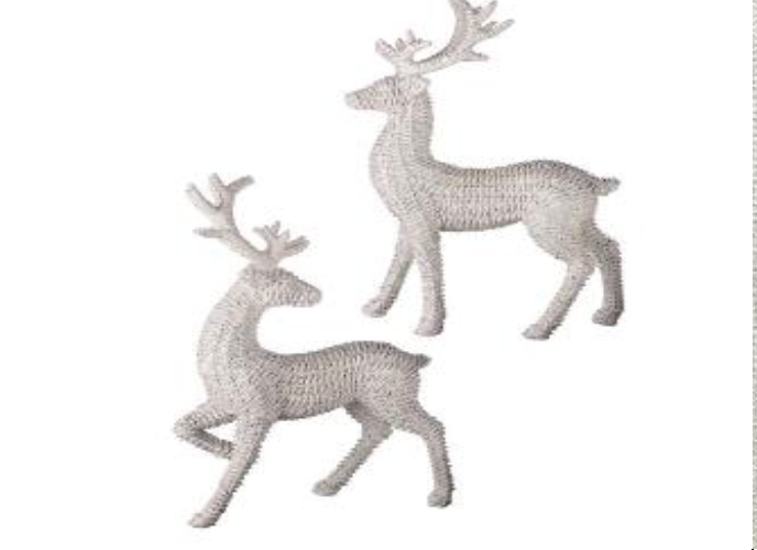 Frosted Rattan Deer - Set of 2