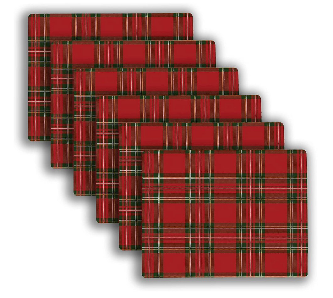 Christmas Plaid Hardboard Placemats - Set of 6