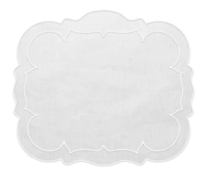 Scalloped Linen Placemats with Coating - Set of 2
