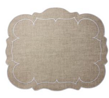 Load image into Gallery viewer, Scalloped Linen Placemats with Coating - Set of 2
