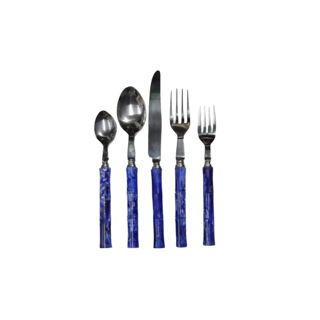 Blue Bamboo 5 Piece Flatware Set - Sold as group of 12 place settings.