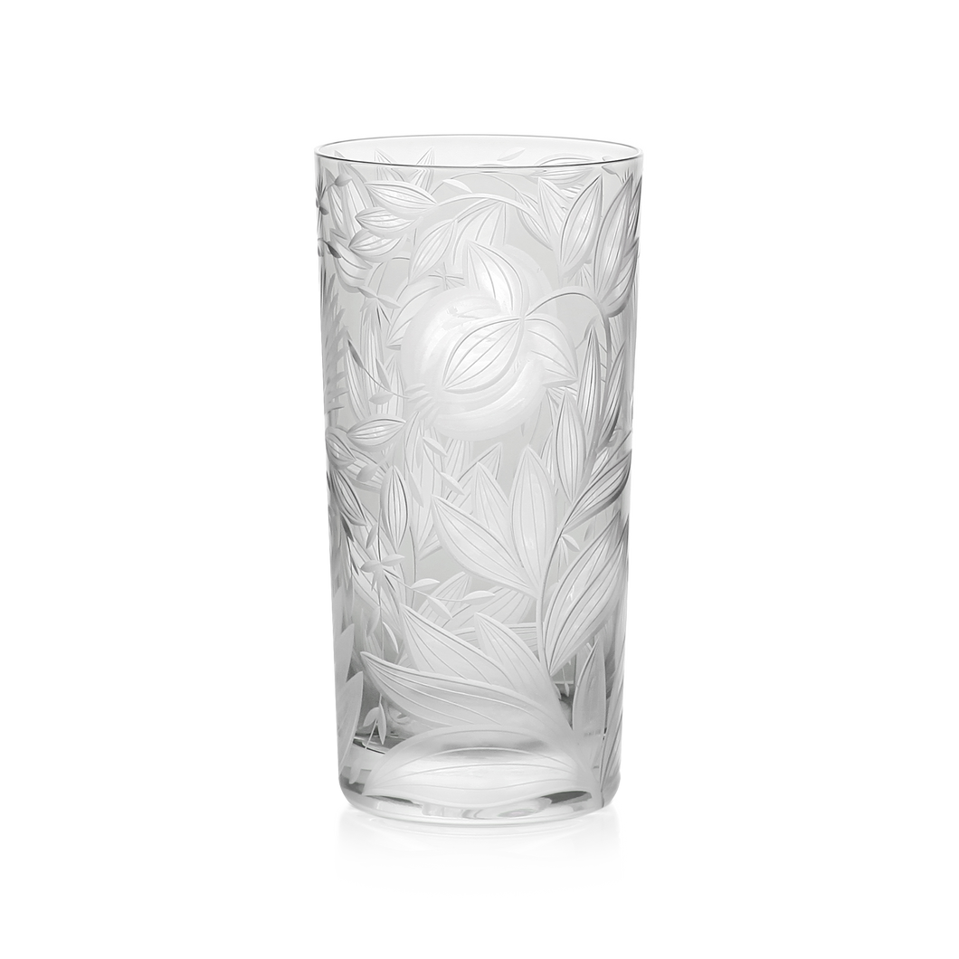 Verdure Etched Floral Highball Glass by Artel