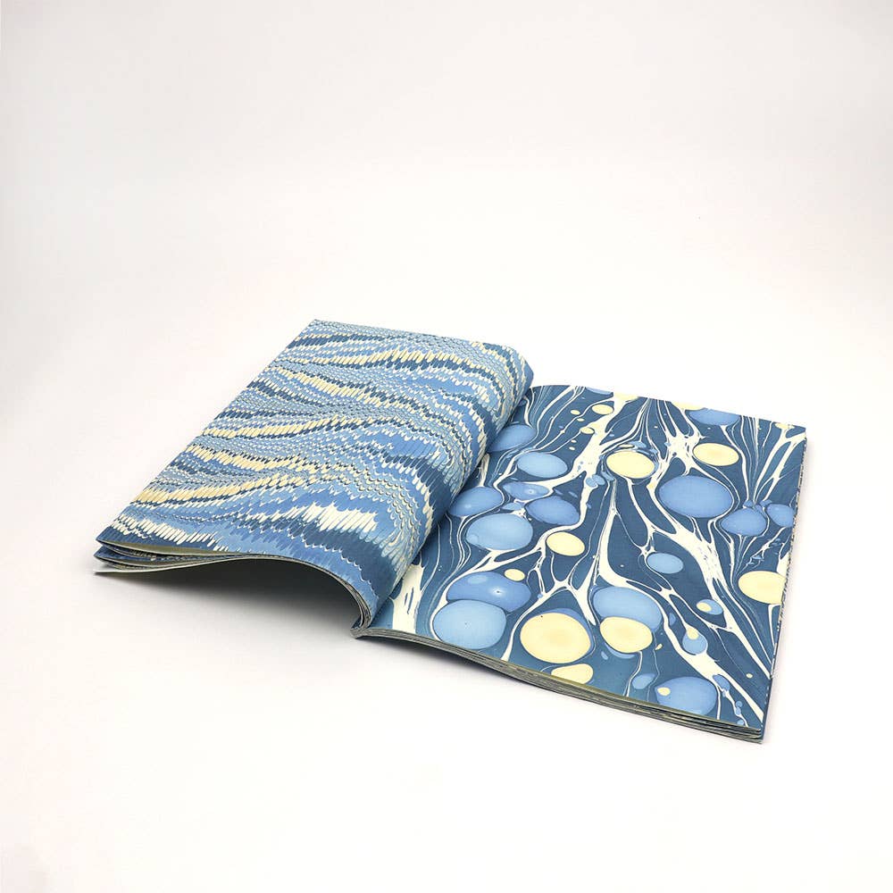 Indigo Hand Marbled Gift Wrapping Paper Booklet