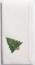 Load image into Gallery viewer, Ornament Tree Hand Embroidered Classic Hemstitch Dinner Napkin
