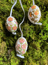 Load image into Gallery viewer, Hand-painted “Flower &amp; Chicks” Eggs Set of 3
